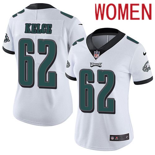 Women Philadelphia Eagles 62 Jason Kelce Nike White Vapor Limited NFL Jersey